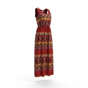 Sleeveless Tribal‑Print Maxi Dress